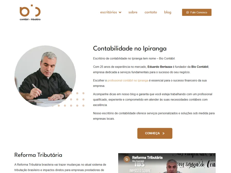 Topo do site de Bio Contábil