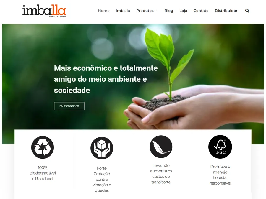 Topo do site de Imballa